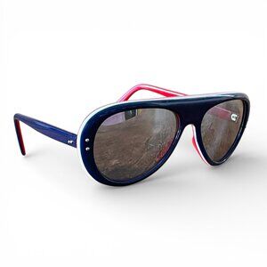 Vintage Bolle France Aviator Sunglasses Red White Blue Mirrored Lens Japan Made